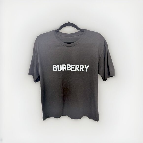 Burberry Other - Men’s Black Burberry Shortsleeved Cotton Shirt with White Letter Logo Size L